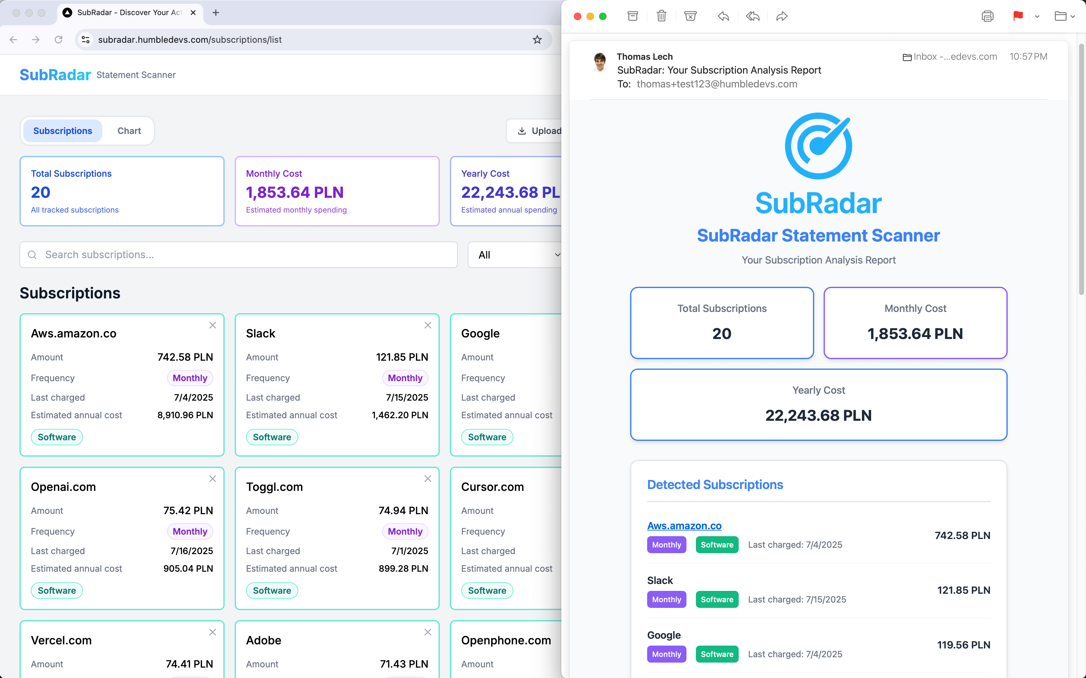 How SubRadar Works - Platform Demo